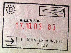 Entry stamp for air travel, issued at Munich Airport