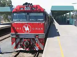 The Ghan at its southern departure point, the Adelaide Parklands Terminal