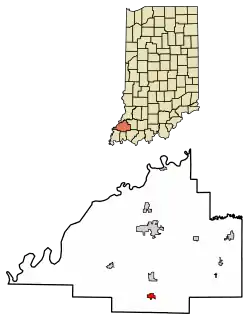 Location of Haubstadt in Gibson County, Indiana.