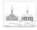 Architectural drawing of the church's west and east sides