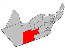 Location within Gloucester County, New Brunswick