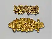 Etruscan funerary wreath; 4th–3rd century BC; length: 333 mm (13.1 in); Metropolitan Museum of Art
