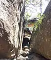 The parallel walls upon which the glyphes are carved