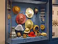 Tools, half-finished items and stages in hat production