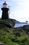 The light house of the Buksnes bay area in Gravdal