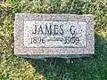 Gravemarker of James G. Polk located in the Highland Cemetery in Highland, Ohio.