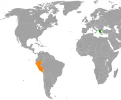 Map indicating locations of Greece and Peru
