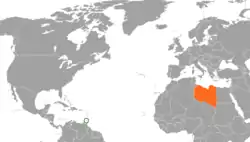 Map indicating locations of Grenada and Libya