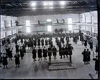 Young women students at gym class, 1880