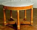 Guéridon, bois de frêne bronze doré et marbre blanc, Mobilier National