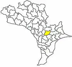 Mandal map of Krishna district showing Gudivada mandal (in yellow)