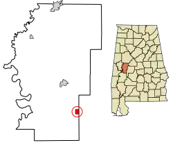 Location of Newbern in Hale County, Alabama.