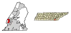 Location of Signal Mountain in Hamilton County, Tennessee