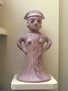 Figure (reconstruction?) from Honshu, decorated with red pigment.