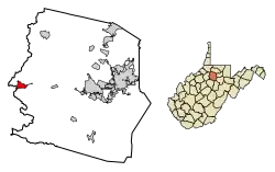 Location of Salem in Harrison County, West Virginia.