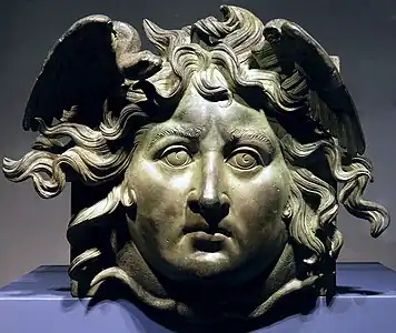 Head of Medusa, 37-41 AD, bronze, Museo Nazionale Romano, Palazzo Massimo alle Terme, Rome