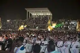 Large, seated crowd