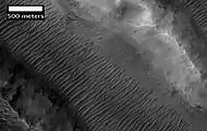 Her Desher Vallis close-up, as seen by HiRISE.