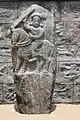 Hero stone with relief sculpture in the Arakeshwara temple at Hole Alur