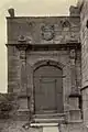 The inside of the front gateway. There are eagle like griffins at the top of the structure