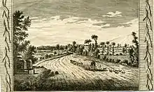 Image 59The Great North Road near High gate on the approach to London before turnpiking.  The highway was deeply rutted and spread onto adjoining land. (from Road transport)