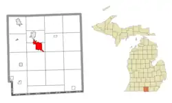 Location within Hillsdale County and Michigan