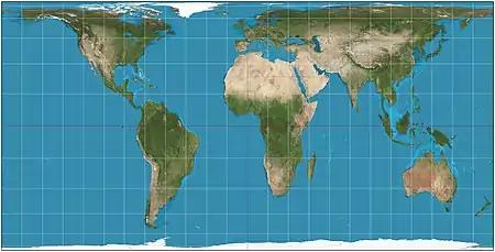 Image 10Hobo–Dyer projectionMap: Strebe, using GeocartThe Hobo–Dyer projection is a cylindrical equal-area projection commissioned in 2002 by Bob Abramms and Howard Bronstein. This projection was drafted by cartographer Mick Dyer, who based it on the 1910 Behrmann projection.More selected pictures