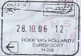 Exit stamp for sea travel, issued at Europoort