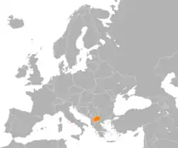 Map indicating locations of Holy See and North Macedonia