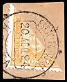 Horta 1894, 5 reales bisected for use as 2.5 reales.