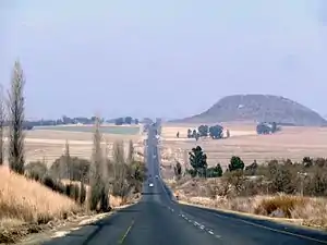 Houtkop, a 170-metre (560 ft) outcrop of Drakensberg basalt in the Free State, South Africa.