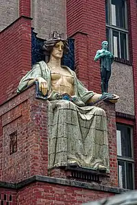 Ceramic relief and statue by Stanislav Sucharda in Hradec Kralove, Czech Republic (1909–1912)