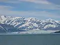 Hubbard Glacier and icebergs formed by calving