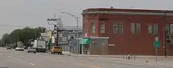 Downtown Hugo, looking northwest along U.S. Highway 40.