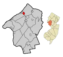 Map of Glen Gardner in Hunterdon County. Inset: Location of Hunterdon County highlighted in the State of New Jersey.
