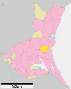 Location of Ibaraki in Ibaraki Prefecture