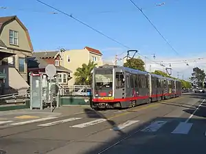 A train at Broad and Plymouth, 2019