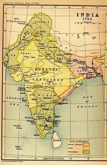 Maratha Empire in 1765 (yellow)