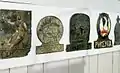 Embossed sheet metal British specimens in a museum exhibit