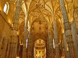 Jeróminos.Interior viewed towards the main chapel.