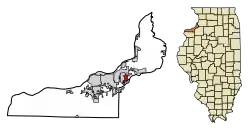 Location of Carbon Cliff in Rock Island County, Illinois.