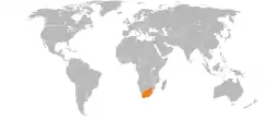 Map indicating locations of Israel
and South Africa