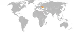 Map indicating locations of Israel and Ukraine