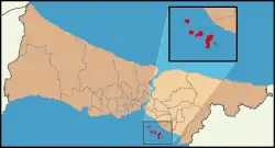 Location of the Princes' Islands (Adalar district) in Istanbul