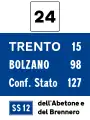 Main highway location marker and distances from next destinations