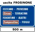 Destination that can be reached from next exit on a motorway or an expressway