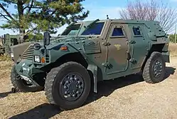 A Komatsu LAV (Light Armored Vehicle) on display with 1st Airborne Brigade (Japan) markings.