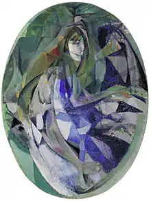 Jacques Villon, 1912, Girl at the Piano (Fillette au piano), oil on canvas, 129.2 x 96.4&nbsp;cm, oval, Museum of Modern Art, New York. Exhibited at the 1913 Armory Show, New York, Chicago and Boston. Purchased from the Armory Show by John Quinn