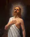 Jesus Christ as painted in the Church&nbsp;[sv] of Hässleholm, Sweden, by the painter Georg Hansen (1868-1932)