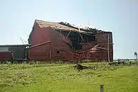 Barn in Mount Solon, Virginia, destroyed by June 2012 North American derecho